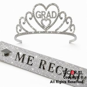 SET VINCHA Y BANDA ME RECIBI CON GLITTER PLATA (S492-5)
